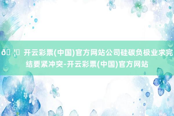 🦄开云彩票(中国)官方网站公司硅碳负极业求完结要紧冲突-开云彩票(中国)官方网站
