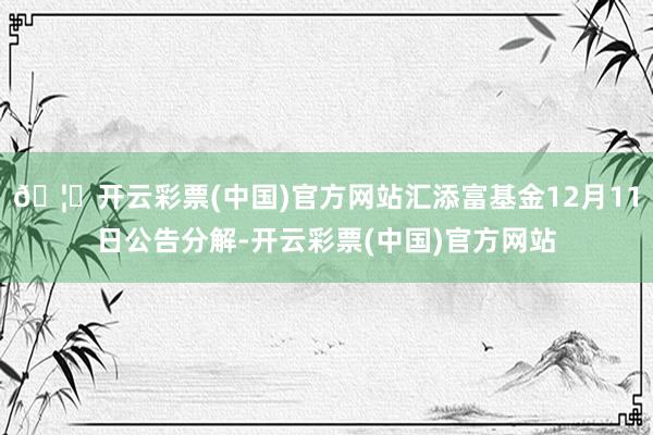 🦄开云彩票(中国)官方网站汇添富基金12月11日公告分解-开云彩票(中国)官方网站