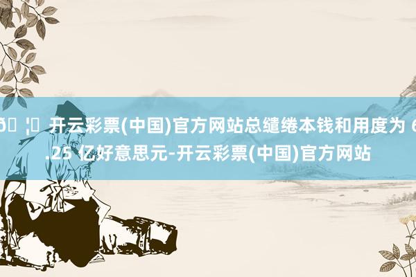 🦄开云彩票(中国)官方网站总缱绻本钱和用度为 6.25 亿好意思元-开云彩票(中国)官方网站