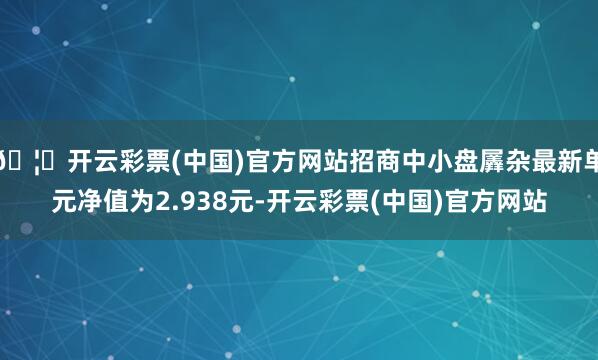 🦄开云彩票(中国)官方网站招商中小盘羼杂最新单元净值为2.938元-开云彩票(中国)官方网站